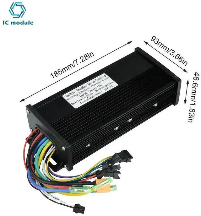 Alt view image 3 of 3 - AJMRTC TripleMode Sine Wave Brushless Motor Controller Black Gold Edition, 36V 48V 52V 60V 40A, 1000W2000W EBike Speed Controller for Electric Bicycle Hub Motor Replacement