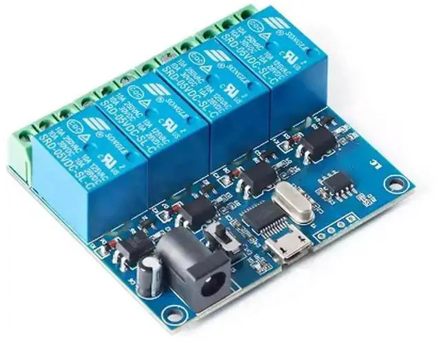 Main image of AJMRTC LCUS4 4Channel USB Intelligent Relay Module, USB Serial Command Control Switch with CH340 Chip, PC Controlled Relay Board for Lab Automation, Industrial Debug and DIY Electronic Projects