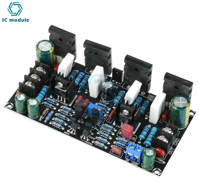 Alt view image 2 of 3 - AJMRTC Mono 200W Power Amplifier Finished Board, 1943+5200 Power Transistor, DC 20V90V SingleChannel Audio Amp Module for DIY Speaker, Subwoofer and Home Audio System Project