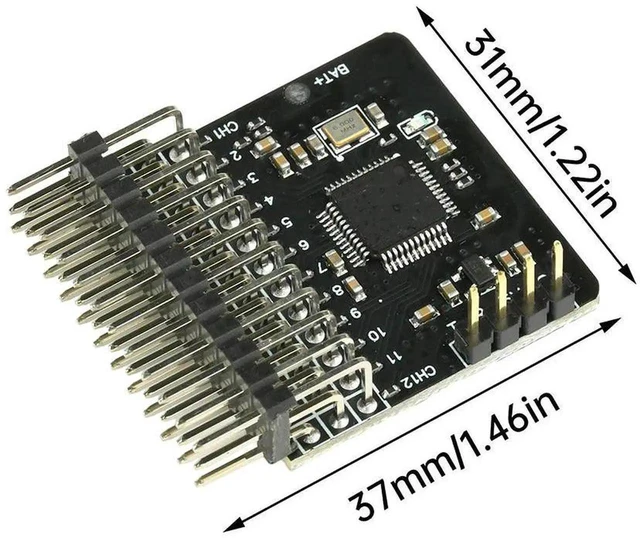 Alt view image 3 of 3 - AJMRTC 12Channel CRSF to PWM Converter Adapter Board, ELRS Protocol RC Signal Decoder Module with Builtin BEC Stable 5V Output for Airplane Drone RC Model Servo Control Projects