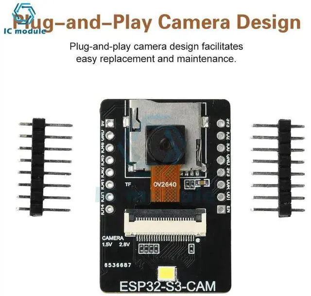 Alt view image 3 of 3 - AJMRTC ESP32S3CAM AI Vision Module with TypeC Interface, WiFi Bluetooth Camera Development Board for Face Detection, Color Recognition, Image Acquisition DIY Embedded Vision Projects