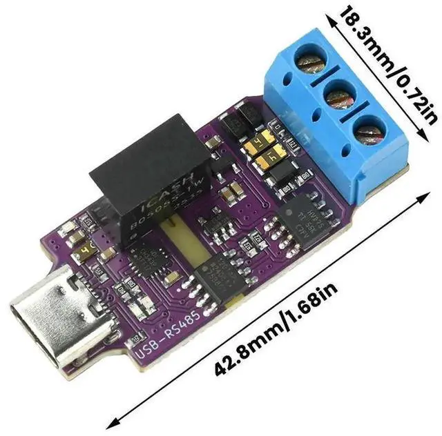 Alt view image 3 of 3 - AJMRTC USB to RS485 Isolated Serial Port Converter Module, 2Mbps HighSpeed Galvanic Isolation Serial Adapter Electronic Kit for Industrial Communication PLC Sensor Data Transmission