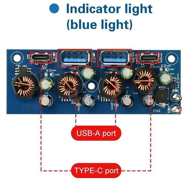 Alt view image 4 of 6 - AJMRTC DC 930V Input PD2.0 PD3.0 10A HighPower Fast Charging StepDown Module, MultiProtocol Desktop Buck Charger Module with TypeC and USBA Interfaces for DIY Power Supply Projects
