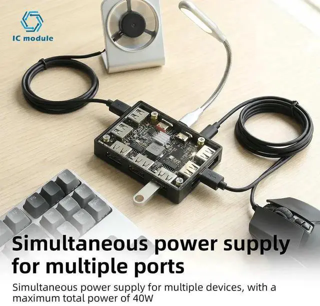 Alt view image 2 of 3 - AJMRTC USB 2.0 7Port Hub Expansion Board with Dual TypeC Ports, 40W Output OTG MultiDevice Connection Splitter Module for PC Laptop Computer Peripheral Accessory Expansion DIY Projects