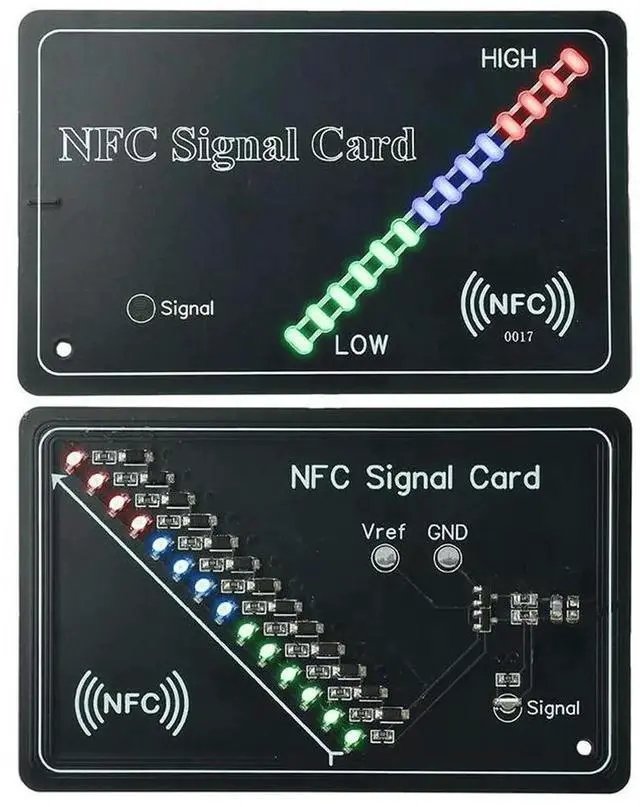 Main image of AJMRTC 13.56MHz RFID NFC Test Card V1.1, 14Level TriColor LED Inductive Power Detector Card, Contactless Field Strength Tester for RFID NFC Reader Production Line Inspection Debugging Projects