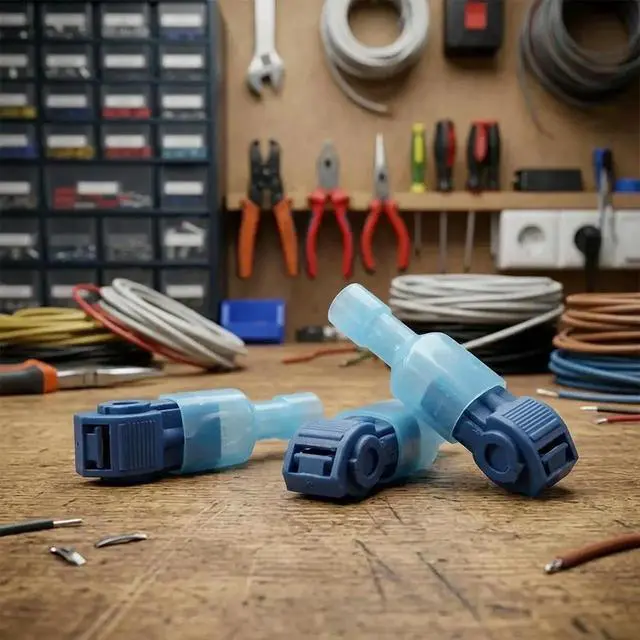 Alt view image 2 of 3 - AJMRTC 40Pcs Quick Splice Crimp Terminals Electrical Cable Wire Connectors, Insulated QuickConnect Splice Terminals for 1614 AWG Wires, Fast Secure Butt Wire Joints for Automotive and Household Wiri
