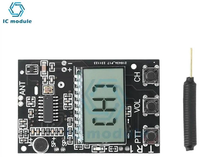 Alt view image 4 of 6 - AJMRTC FM WalkieTalkie AllinOne Circuit Board Module, 27480MHz FM Transmitter Receiver Module with 7 Frequency Points DC 3.36V Power Supply for Wireless Intercom DIY Radio Development Project