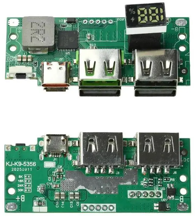 Alt view image 3 of 3 - AJMRTC IP5356 22.5W PD QC3.0 Fast Charge Power Bank DIY Module, 3.7V Lithium Battery Charging Discharge Board with Digital Display, Multiple Safety Protection for Homemade Portable Power Bank Projects