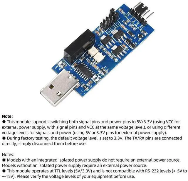 Alt view image 2 of 3 - AJMRTC CH340 Isolated USB to TTL Serial Adapter Module, 4Level Output Support up to 153600bps HighSpeed Baud Rate, Compact Isolated TTL Converter for Industrial Debugging and Serial Communication Pr