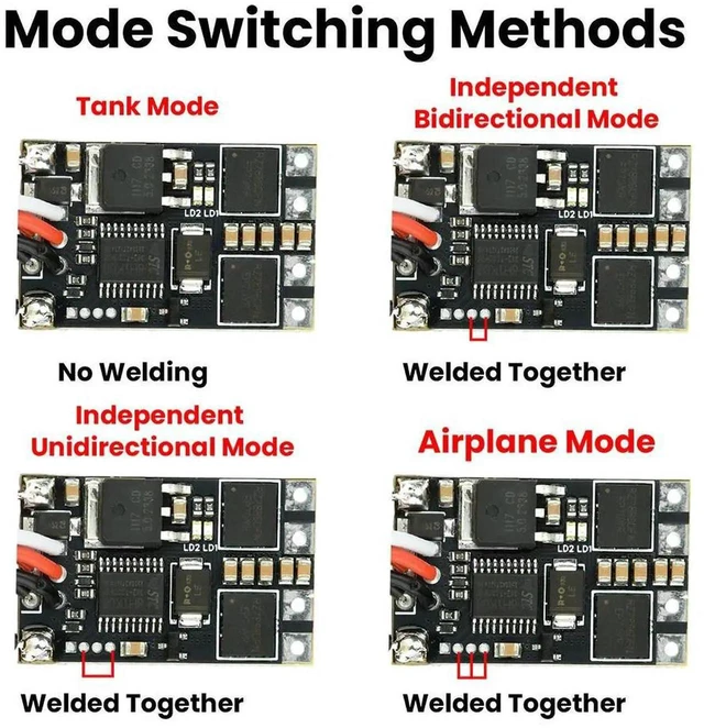 Alt view image 3 of 3 - AJMRTC 12S DualChannel Bidirectional Brushless ESC Module, Differential ESC Control Board, Bidirectional Speed Controller for RC Tracked Vehicles, Aircraft, Boat RC Model DIY Projects
