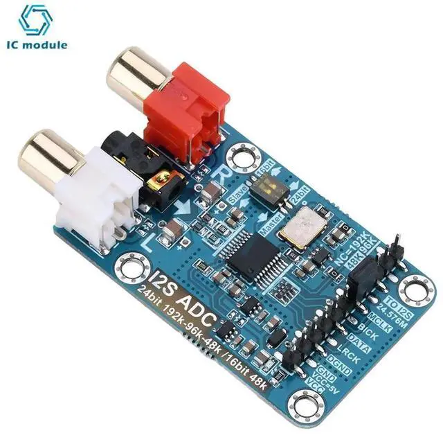 Main image of AJMRTC I2S ADC Audio Capture Card Module, 24Bit 192K 96K 48K Sampling Rate I2S Audio Development Board, MasterSlave Mode Configurable I2S ADC Recording Module for Audio DIY & Embedded Projects