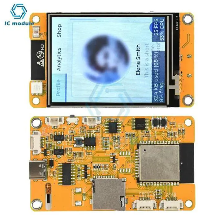 Alt view image 2 of 3 - AJMRTC ESP32 Development Board with 2.4Inch 240*320 Capacitive Touch Display, TypeC Powered WiFi Bluetooth LCD Screen Module for IoT HMI Interface, Embedded Maker and Electronic DIY Projects