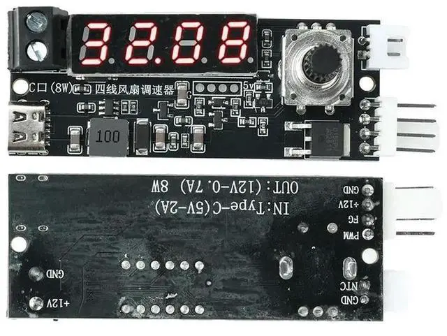 Alt view image 2 of 3 - AJMRTC 4Wire PWM Fan Temperature Governor Module, DC 5V 12V TypeC Powered Auto Linear Speed Controller with NTC Temperature Probe, for PC Case Cooling Fans, Aquarium Equipment and Electronic DIY Pro