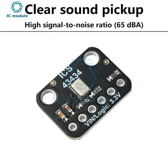 Alt view image 4 of 5 - AJMRTC ICS43434 I2S MEMS Microphone Mini Module, DC 1.5V3.6V LowPower Digital MEMS Mic Board with Builtin LowPass Filter for Audio Collection DIY Embedded Sound Acquisition Projects