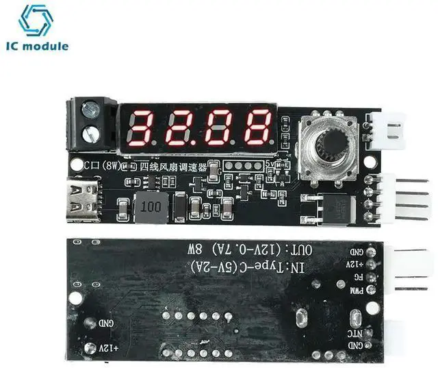Alt view image 3 of 3 - AJMRTC USBC Powered PWM Fan Speed Controller Module, Digital Temperature Display DC Fan Governor for PC Computer Cooling, Server Room Ventilation and Small DC Motor Speed Regulation DIY Projects