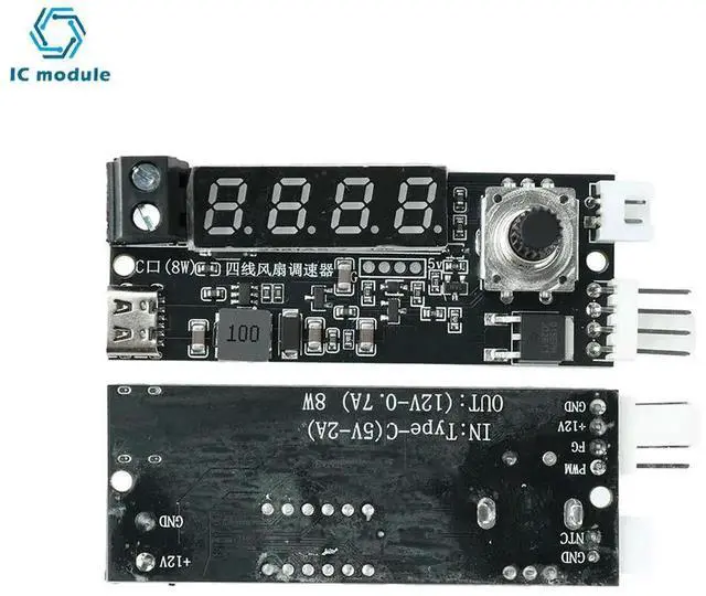Alt view image 2 of 3 - AJMRTC USBC Powered PWM Fan Speed Controller Module, Digital Temperature Display DC Fan Governor for PC Computer Cooling, Server Room Ventilation and Small DC Motor Speed Regulation DIY Projects