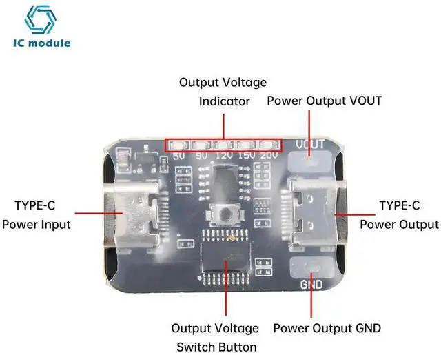 Alt view image 3 of 3 - AJMRTC USBC PD Trigger Decoy Module, PD2.0 PD3.0 Fast Charging Deception Board, 5V 9V 12V 15V 20V Adjustable Voltage Output, for Power Supply Aging Test, Electronic DIY & Charger Protocol Detection