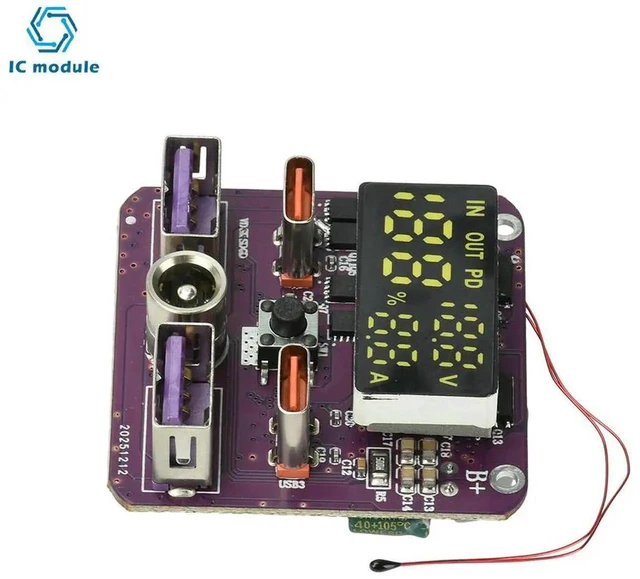 Alt view image 2 of 3 - AJMRTC 4S 100W Bidirectional PD Fast Charging Module, Lithium Battery ChargeDischarge Board with DC Port, Intelligent Protocol Recognition, Support PD Bidirectional Power InputOutput for Battery Pac