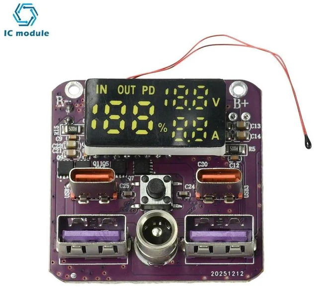 Alt view image 3 of 3 - AJMRTC 4S 100W Bidirectional PD Fast Charging Module, Lithium Battery ChargeDischarge Board with DC Port, Intelligent Protocol Recognition, Support PD Bidirectional Power InputOutput for Battery Pac