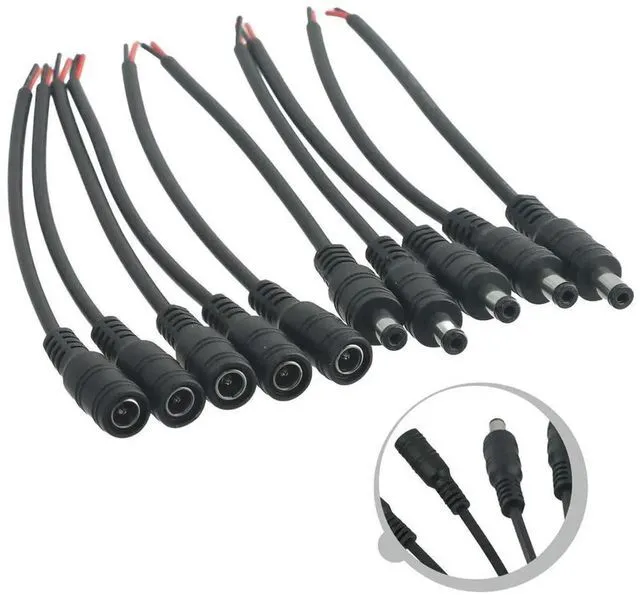 Alt view image 2 of 3 - AJMRTC DC Power Cable Male Female Connector Pigtail, 5.5x2.1mm DC Plug Socket 1Pin 22AWG 30cm Length, Portable Indoor DC Power Extension Cord for CCTV Camera LED Strip Power Supply