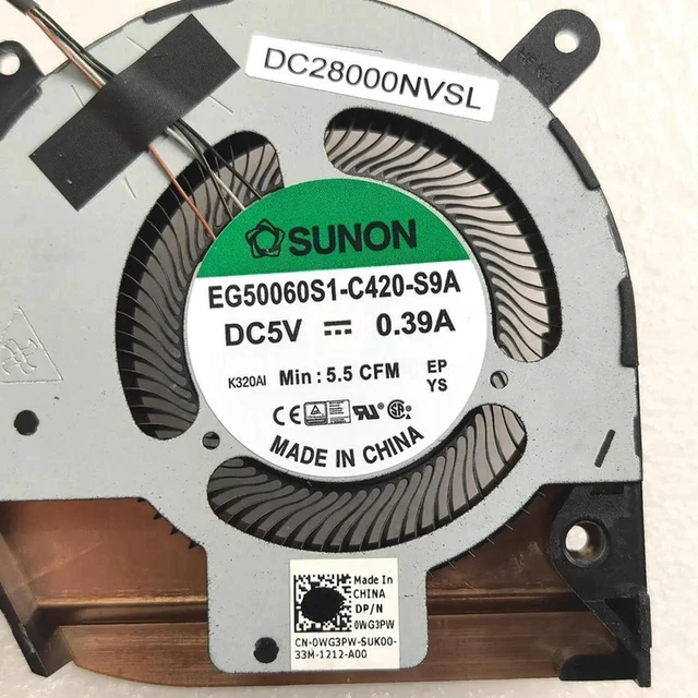 Alt view image 3 of 3 - AJMRTC Laptop CPU Cooling Fan Heatsink Radiator, Replacement 0WG3PW WG3PW CN0WG3PW EG50060S1C420S9A, DC 5V 4Pin PreTested Cooler for Dell Latitude 5401 Notebook Repair Spare Part