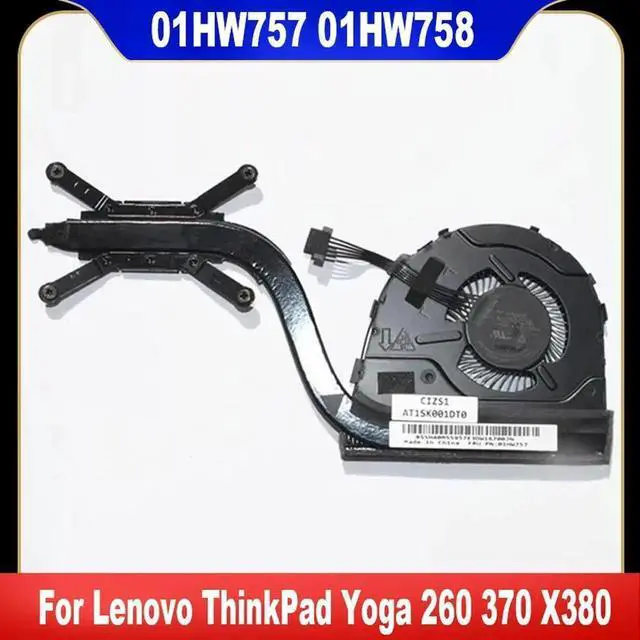 Main image of AJMRTC Laptop CPU Cooling Fan Heatsink Radiator Assembly, Replacement 01HW757 01HW758 00HN995 02DA165, DC 5V 4Pin PreTested Cooler for Lenovo ThinkPad Yoga 260 370 X380 Notebook Repair Spare Part