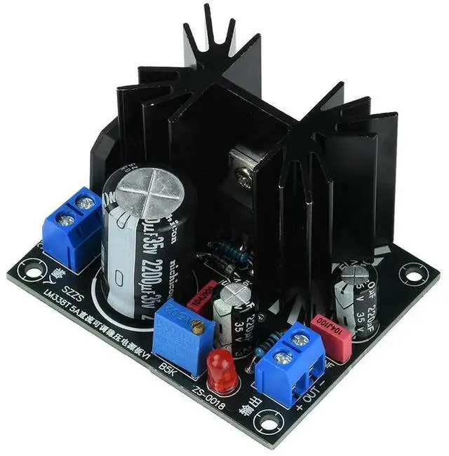 Alt view image 2 of 6 - AJMRTC LM338T Linear Voltage Regulator Module, 5A Adjustable StepDown Voltage Stabilizer, AC 024V DC 035V Input, 1.5V30V DC Output with LED Power Indicator for DIY Power Supply Electronic Circuit