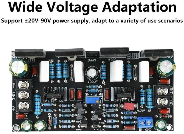 Alt view image 2 of 3 - AJMRTC Finished Mono Power Amplifier Board Kit, 200W HighPower Audio Amp Module with 1943 + 5200 Power Tubes, Single Channel Power Tube Amplifier Electronic Component Kit for Speaker DIY Audio System