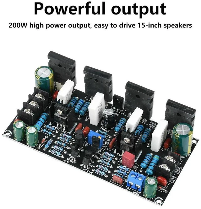 Alt view image 3 of 3 - AJMRTC Finished Mono Power Amplifier Board Kit, 200W HighPower Audio Amp Module with 1943 + 5200 Power Tubes, Single Channel Power Tube Amplifier Electronic Component Kit for Speaker DIY Audio System
