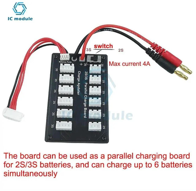 Alt view image 2 of 3 - AJMRTC 2S 3S LiPo Battery Balance Charger Adapter Board, 7.4V 11.1V LithiumPolymer Balance Charge Module for Model Aircraft RC Drone Airplane Battery Pack Charging Conversion