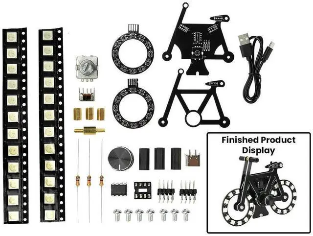 Main image of AJMRTC DC 5V Bicycle Electronic DIY Welding Kit, SMD RGB LED Light Soldering Practice Kit with Knob Control & TypeC Interface, Electronic Soldering Training Project for Beginner Electronics Learners