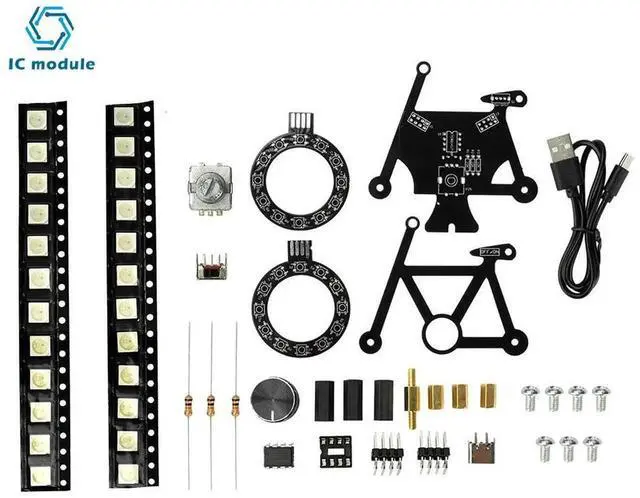 Alt view image 3 of 3 - AJMRTC DC 5V Bicycle Electronic DIY Welding Kit, SMD RGB LED Light Soldering Practice Kit with Knob Control & TypeC Interface, Electronic Soldering Training Project for Beginner Electronics Learners