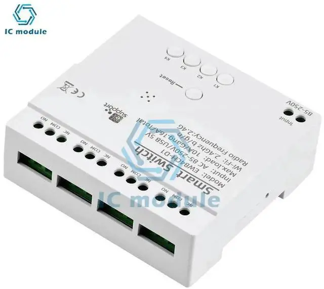 Main image of AJMRTC EWB4CHD1 EWelink WiFi Bluetooth Smart Switch Receiver, AC85250V & USB 5V DualPower 4Channel Dry Contact Relay Module, APP OnOff Remote Control for Home Automation & Industrial DIY Project