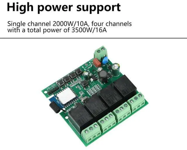 Alt view image 2 of 3 - AJMRTC 433MHz 4Channel Relay Switch Receiver Module, 10A16A 2000W Wireless RF Remote Control Relay Electronic Component Kit for Household and Industrial OnOff Control