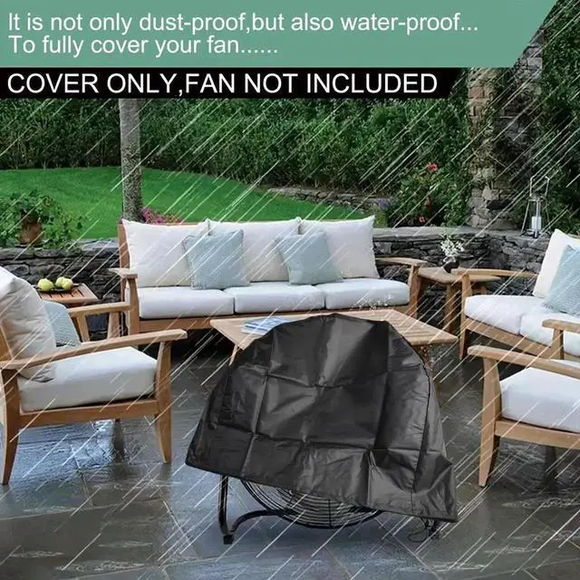 Alt view image 2 of 3 - AJMRTC Foldable Industrial Electric Fan Cover, Black SunProof DustProof Fan Protective Accessory, Waterproof Dust Shield Cover for Industrial Standing Fan Outdoor Indoor Protection