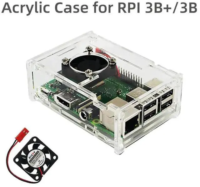Alt view image 3 of 3 - AJMRTC Transparent Acrylic Case for Raspberry Pi 3 Model B / 3B, Protective Shell Box Cover with Reserved Fan Mounting Slot, Optional Cooling Fan for Raspberry Pi 3B Enclosure Housing