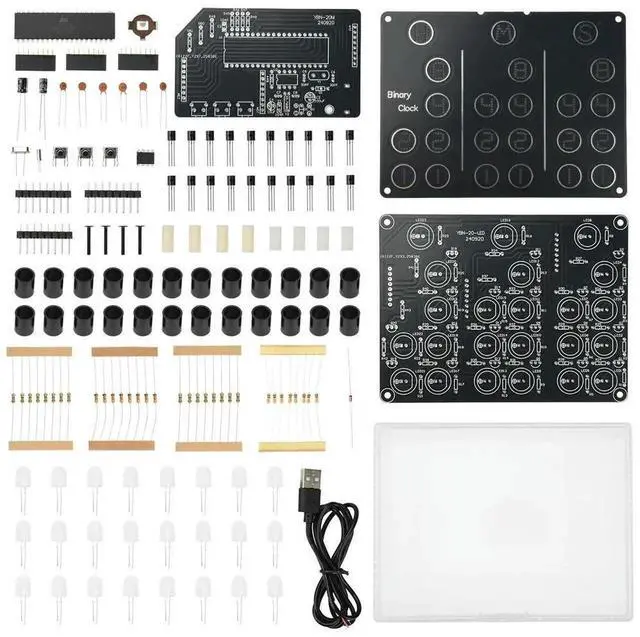 Main image of AJMRTC 5V DIY Binary Clock Soldering Practice Kit, Electronic Component Assembly Alarm Clock Module, STEM Learning Welding Exercise Kit for Students, Beginners & Electronic Maker DIY Projects