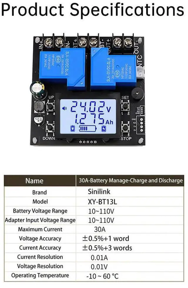 Alt view image 2 of 3 - AJMRTC Coulomb Meter Module, DC Voltage Current Tester with Charge Discharge Protection, UPS Battery Capacity Indicator Module for Battery Monitoring and DIY Power Supply Projects