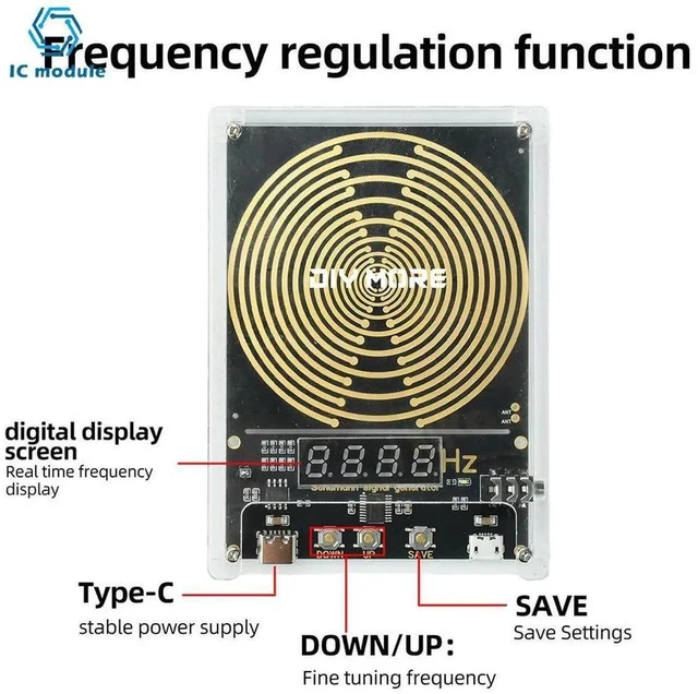Alt view image 3 of 3 - AJMRTC Schumann Wave Generator, 0.019999Hz Adjustable Frequency 7.83Hz Resonance MWO Oscillation Disc, Portable Resonator Device for Meditation Yoga Stress Relief and Deep Relaxation Therapy Use