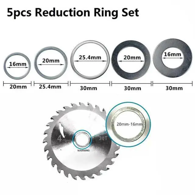 Alt view image 3 of 3 - AJMRTC Circular Saw Blade Conversion Ring, Silver Reducing Bushing 20mm to 16mm InnerOuter Diameter Adapter, Metal Saw Blade Bushing for Angle Grinder, Fits DifferentBore Cutting Disc Conversion Wor