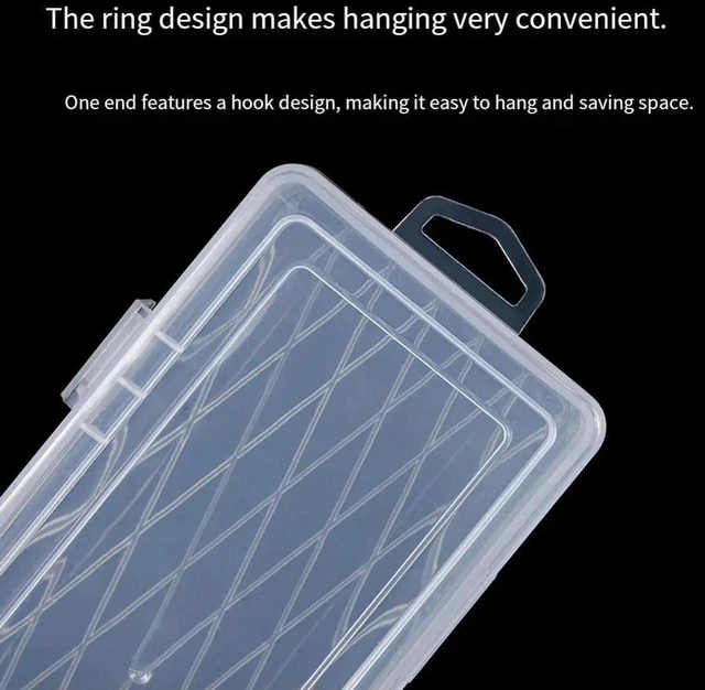 Alt view image 3 of 3 - AJMRTC 14Inch Transparent Hard Tool Box with Lock & Hanging Loop, Bottom Grid Reinforcement Storage Case for Jewelry, Pencils, Spoons, Small Hardware, MultiPurpose Clear Organizer Container for Home