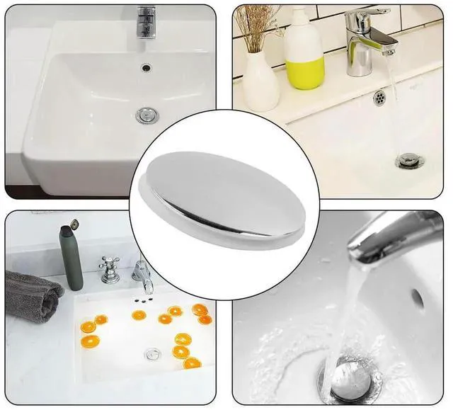 Alt view image 3 of 3 - AJMRTC 36mm ClickClack Basin Drain Cap, ChromePlated Brass Body PopUp Stopper for Sink & Tub Waste Outlet, HeavyDuty PushType Drain Cover Replacement for Bathroom Sink Bathtub Drain Repair