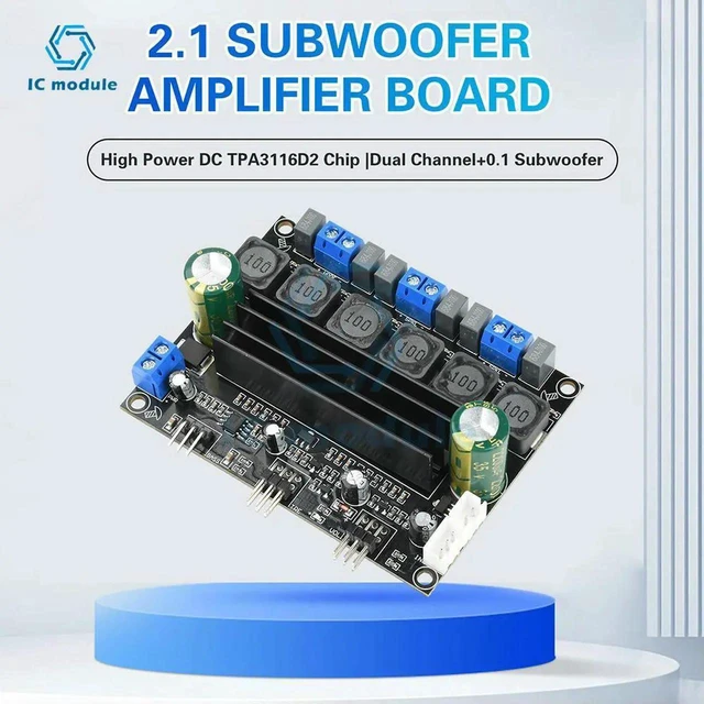 Alt view image 2 of 3 - AJMRTC TPA3116D2 HIFI Digital Audio Amplifier Board, DC 1025V High Power 2.1Channel Subwoofer Amp Module, 50W×2+100W Output Audiophile Stereo Bass Amplifier for DIY Speaker Audio System Projects