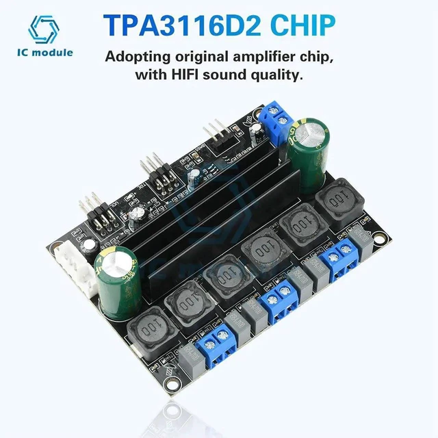 Alt view image 3 of 3 - AJMRTC TPA3116D2 HIFI Digital Audio Amplifier Board, DC 1025V High Power 2.1Channel Subwoofer Amp Module, 50W×2+100W Output Audiophile Stereo Bass Amplifier for DIY Speaker Audio System Projects
