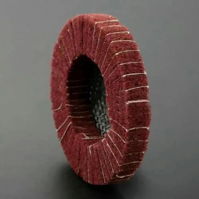 Alt view image 2 of 3 - AJMRTC 100mm 320 Grit Round Fiber Polishing Wheel, Flap Buffing Abrasive Pad for Angle Grinder, Rust Removal Surface Conditioning Disc for Metal Cleaning, Wood Polishing and Deburring Workshop Accesso
