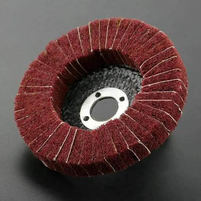 Alt view image 3 of 3 - AJMRTC 100mm 320 Grit Round Fiber Polishing Wheel, Flap Buffing Abrasive Pad for Angle Grinder, Rust Removal Surface Conditioning Disc for Metal Cleaning, Wood Polishing and Deburring Workshop Accesso