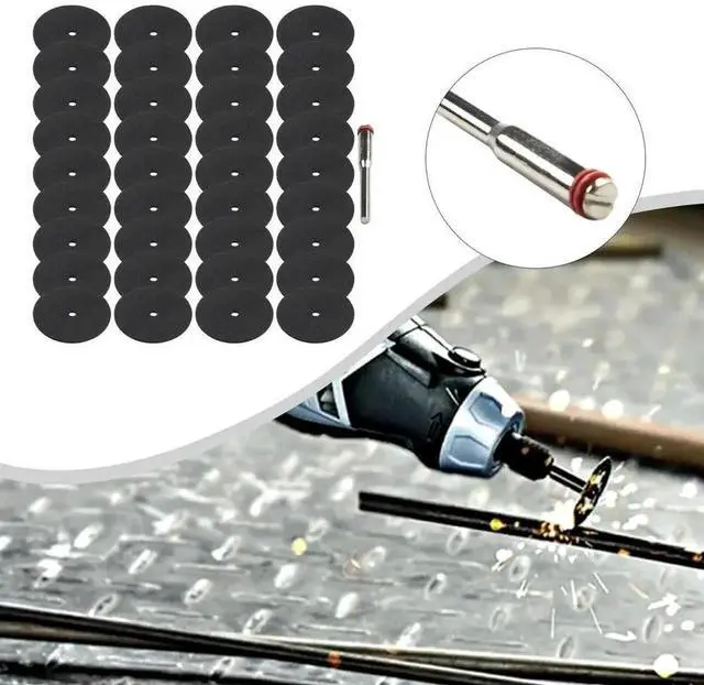 Alt view image 2 of 3 - AJMRTC 36Pcs 24mm Abrasive Wheel Cutting Disc Set with 1Pc Connecting Rod, Round Grinding Pads for Angle Grinder, Cutting & Polishing Accessory for Steel, Stone, Plastic and Wood Materials