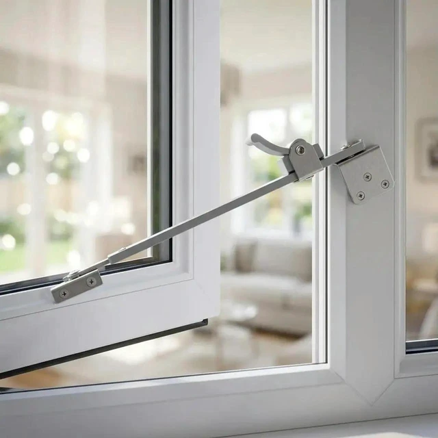 Main image of AJMRTC WindResistant Casement Window Support, Aluminum Alloy & Stainless Steel Telescopic Window Stay, HeavyDuty Telescopic Brace for Stable Casement Window Holding Home Hardware Accessory