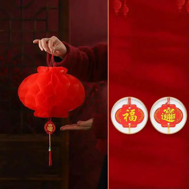 Alt view image 3 of 3 - AJMRTC Set of 20 Red Weatherproof Honeycomb Ball Lanterns, Traditional Chinese Style Paper Decorations, Festive Hanging Ornaments for Home Retail Shop Holiday Party Decor Accessory