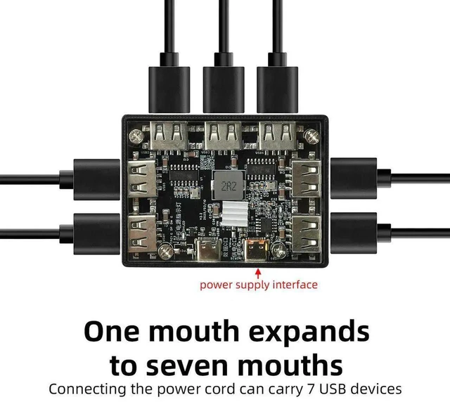 Alt view image 2 of 3 - AJMRTC MultiPort USB Expansion Hub, 7Port USB 2.0 Interface PD QC 12V Trigger Buck Board, TypeC Power Input 40W Charging Module, Power Supply Converter for Office Equipment Electronic DIY Projects